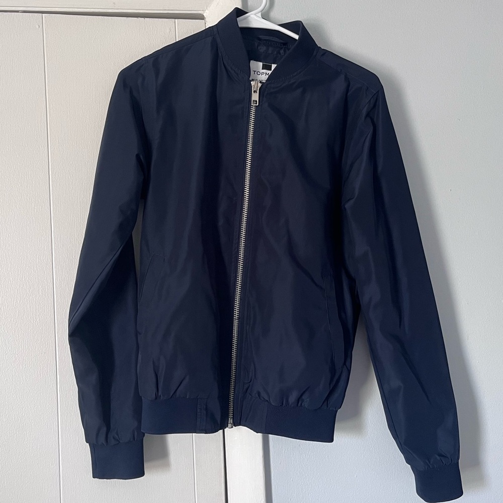 Men’s Topman Bomber Jacket in Navy Size XS
